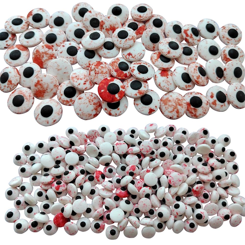 2 Bottles Candy Eyeballs Bloody Red Eyes Cake Cupcake Toppers Cookie Decorations,Two Size Mixed, Edible Dessert Sprinkles for Halloween Christmas Cake