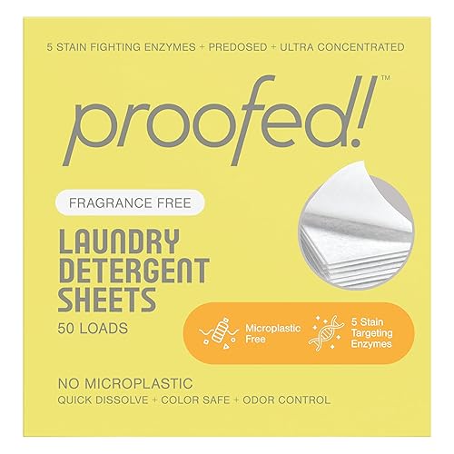 Proofed! Laundry Detergent Sheets, The Only 100% Plastic-Free Sheet, No PVA or PVOH, Hypoallergenic, Bio-Based Ingredients, Made in USA, Fragrance
