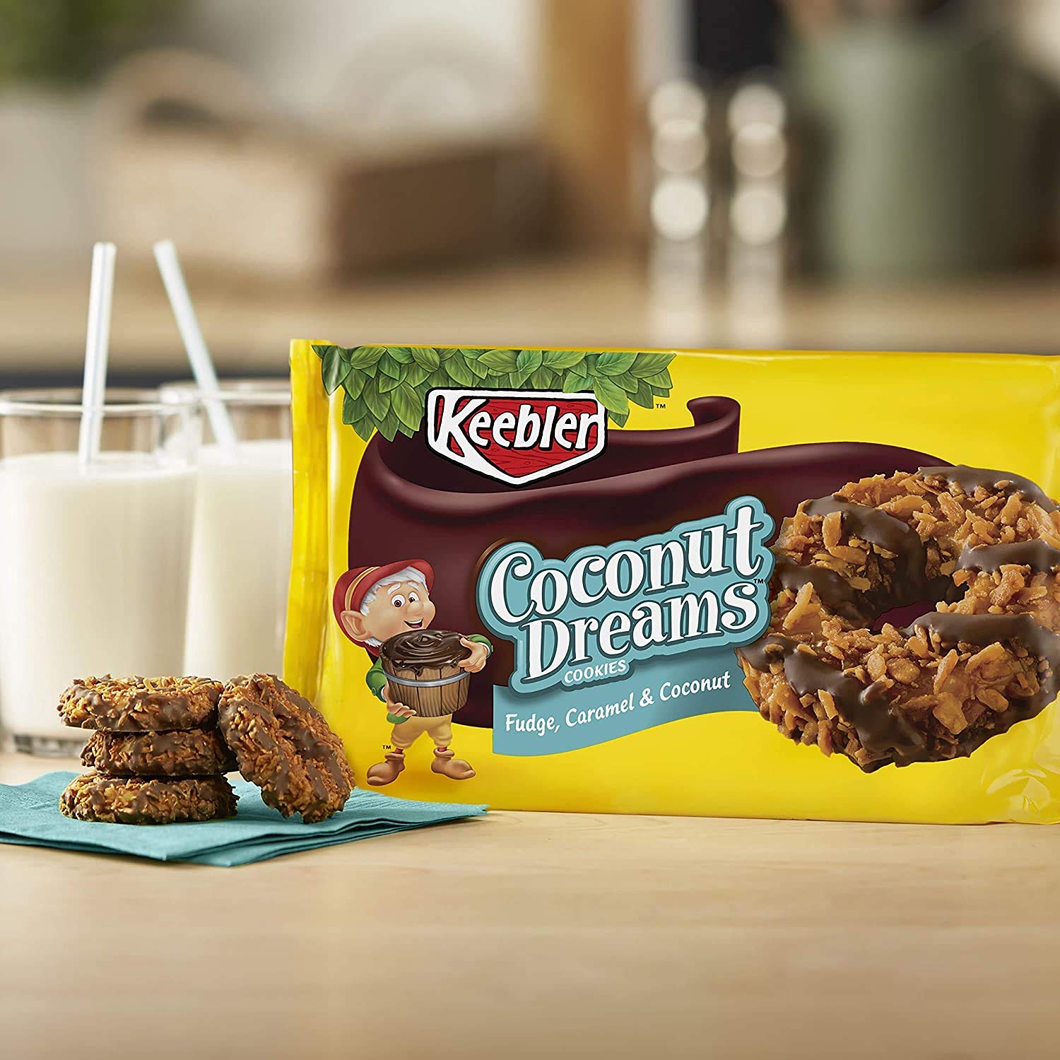 Keebler Coconut Dreams Cookies, Caramel and Coconut, 8.5 Ounce Tray, Pack of 4
