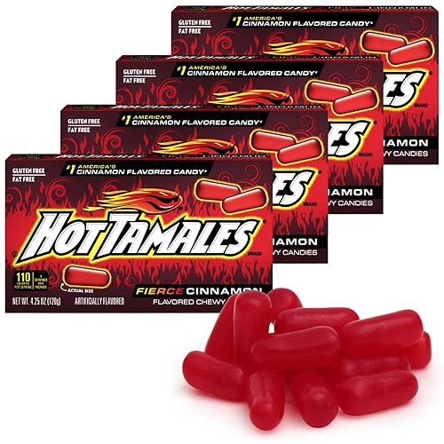 Hot Tamales Fierce Cinnamon Candy, 4 Pack - 4.25oz Each, Ideal for Candy Lovers and Fans of Hot Tamales, Perfect for Snacking, Sharing, Parties, or