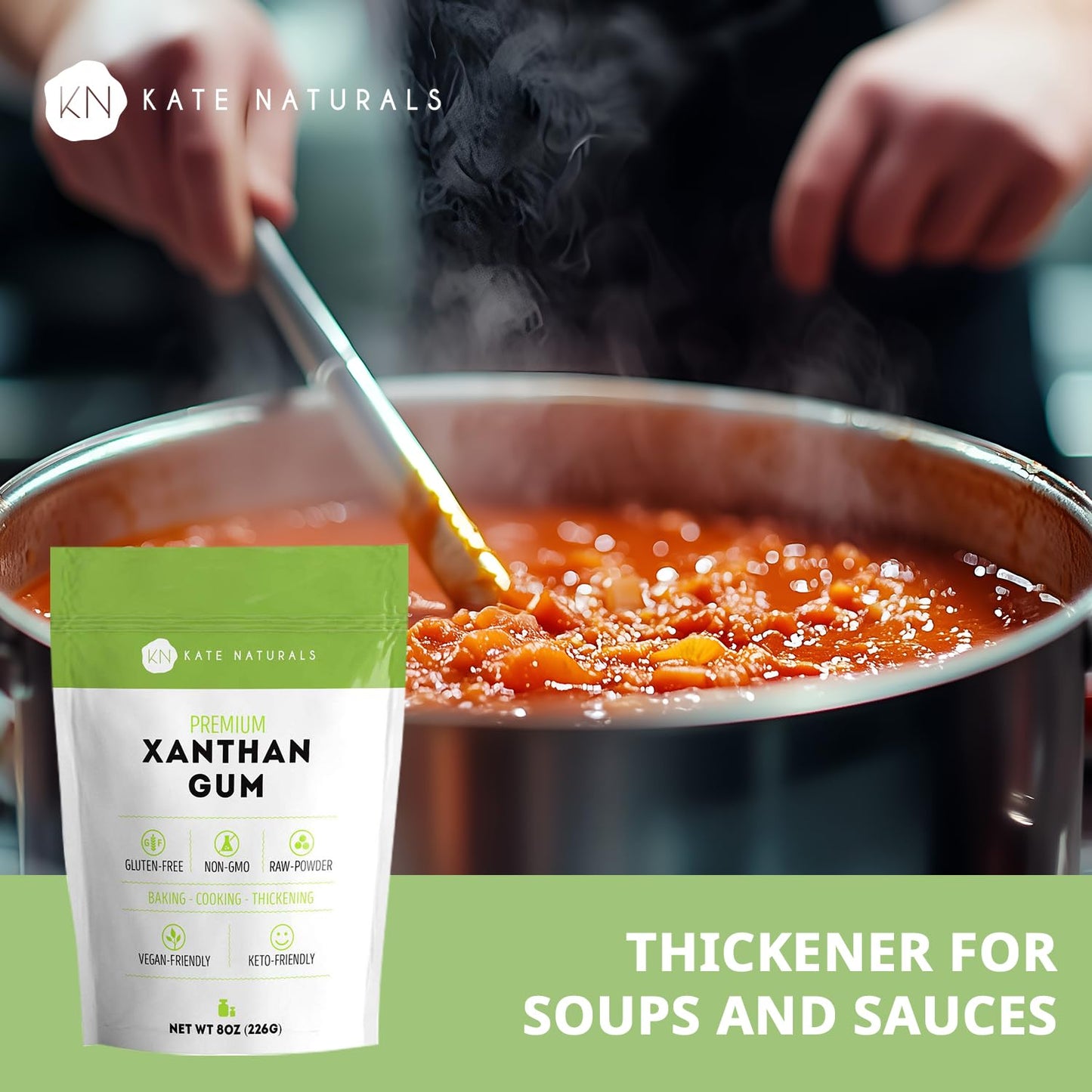 Kate Naturals Xanthan Gum for Baking, Ice Cream & Sauce Thickener (8oz, Gluten Free, Food Grade)