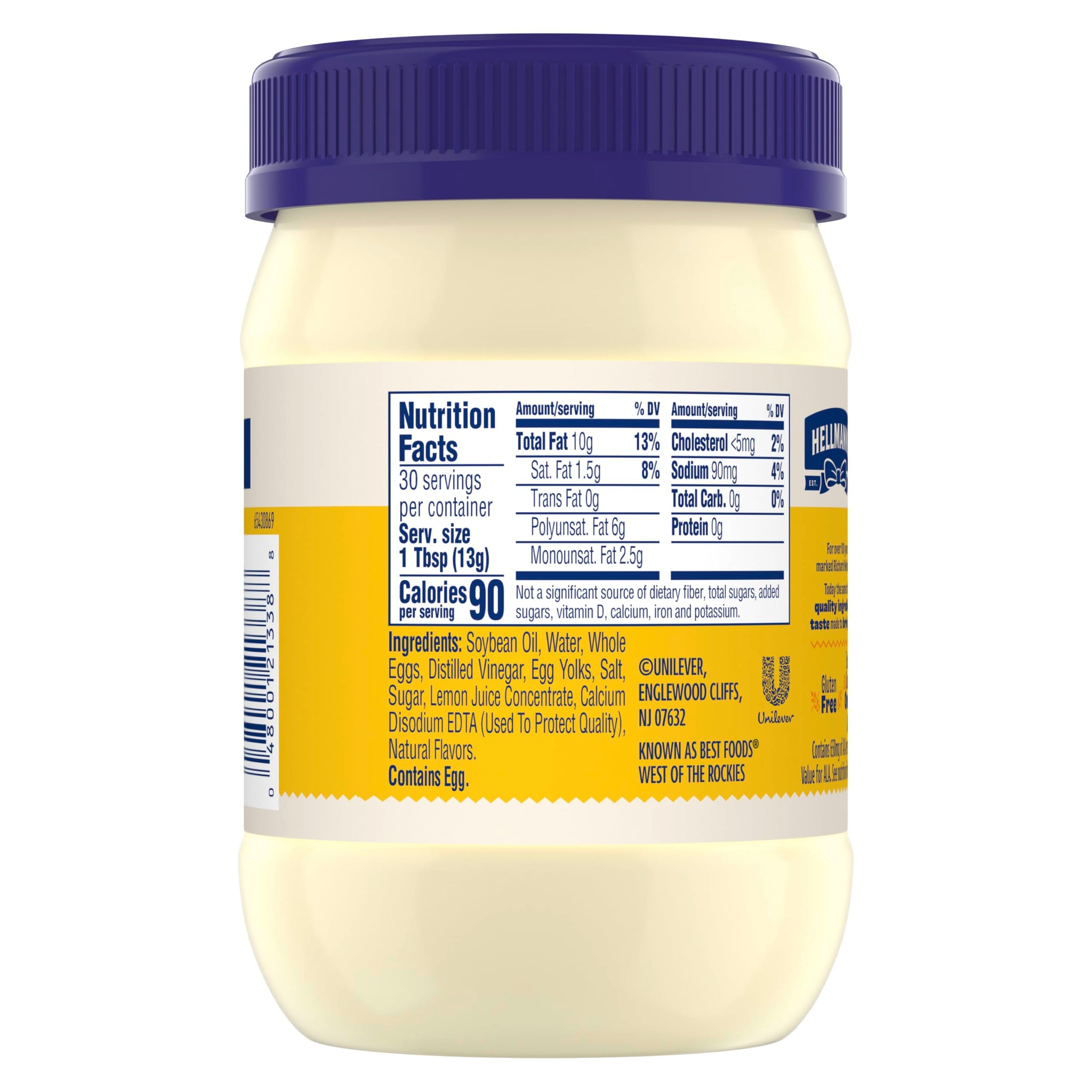 Hellmann's Real Mayonnaise Real Mayo For a Creamy Sandwich Spread or Condiment Gluten Free, Made With Cage-Free Eggs 15 oz