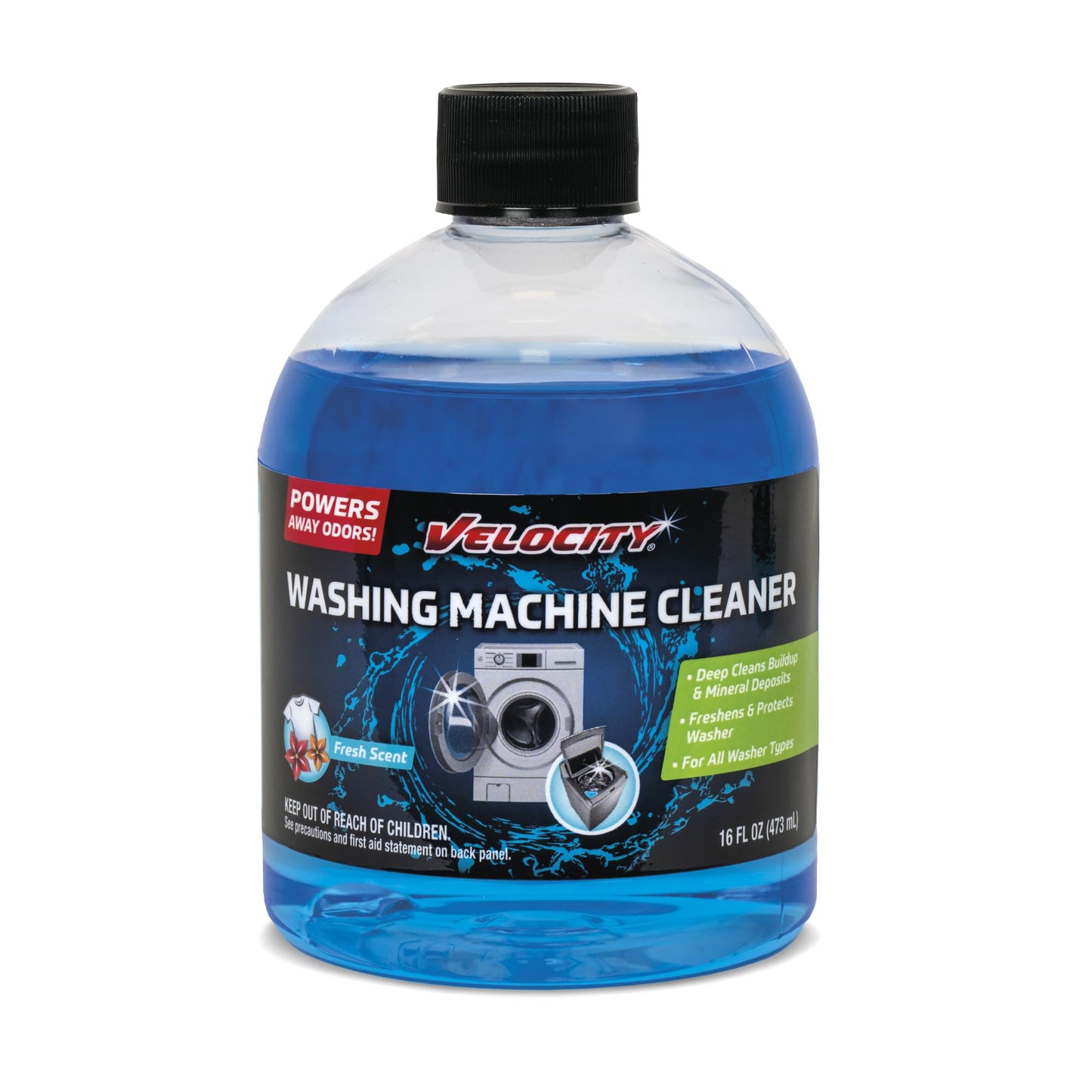 Velocity Washing Machine Cleaner - 4 Uses Per Bottle. Removes Hardwater Stains & Odor-Causing Buildup Inside Drum, Washer Cleaner for All Front & Top
