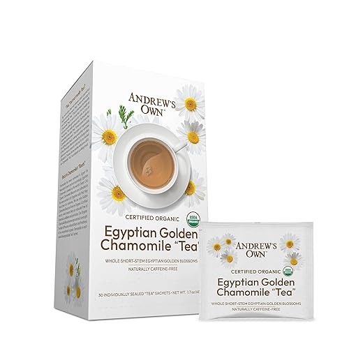 ANDREW LESSMAN Tea - Certified Organic Egyptian Golden Chamomile Tea 30 Sachets - Chamomile Blossoms Cultivated in Nutrient-Rich Soils. Naturally