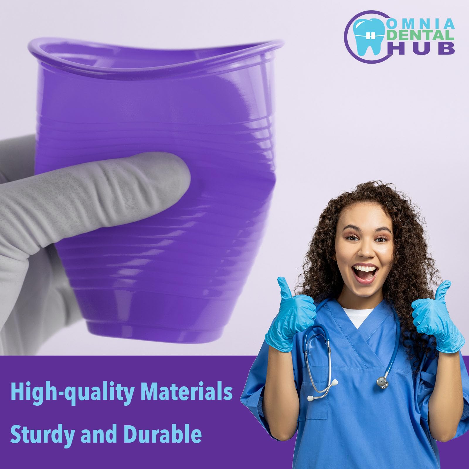1000 PCs Dental Grade Disposable 5oz by OMNIA ONE | Purple Plastic Drinking & Rinsing Cups - Sturdy & Durable Unisex Dental Cups