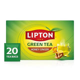 Lipton Honey Ginger Green Tea Bags 20-Count Flavored Unsweetened Hot or Iced Tea with Caffeine Flavonoids Natural Zesty Ginger Honey Aroma Rainforest