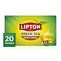 Lipton Honey Ginger Green Tea Bags 20-Count Flavored Unsweetened Hot or Iced Tea with Caffeine Flavonoids Natural Zesty Ginger Honey Aroma Rainforest
