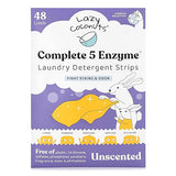 Lazy Coconuts Complete 5 Enzyme Laundry Detergent Strips - Unscented, 48 Loads - Sulfate Free Laundry Detergent With Solid And Liquid Enzymes - Fights
