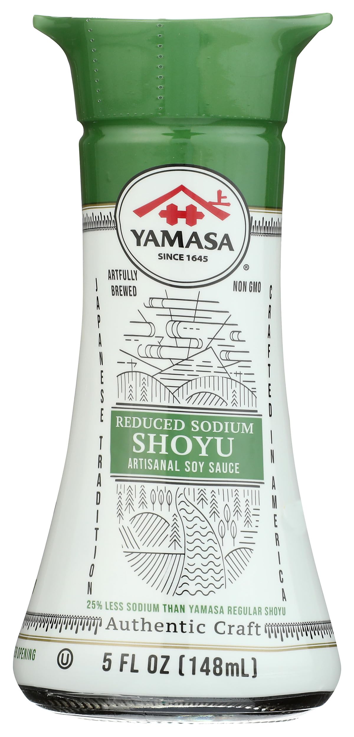 Yamasa, Reduced Sodium Shoyu Artisanal Soy Sauce, Non-GMO, Glass Bottle with Dispenser, 5 fl oz