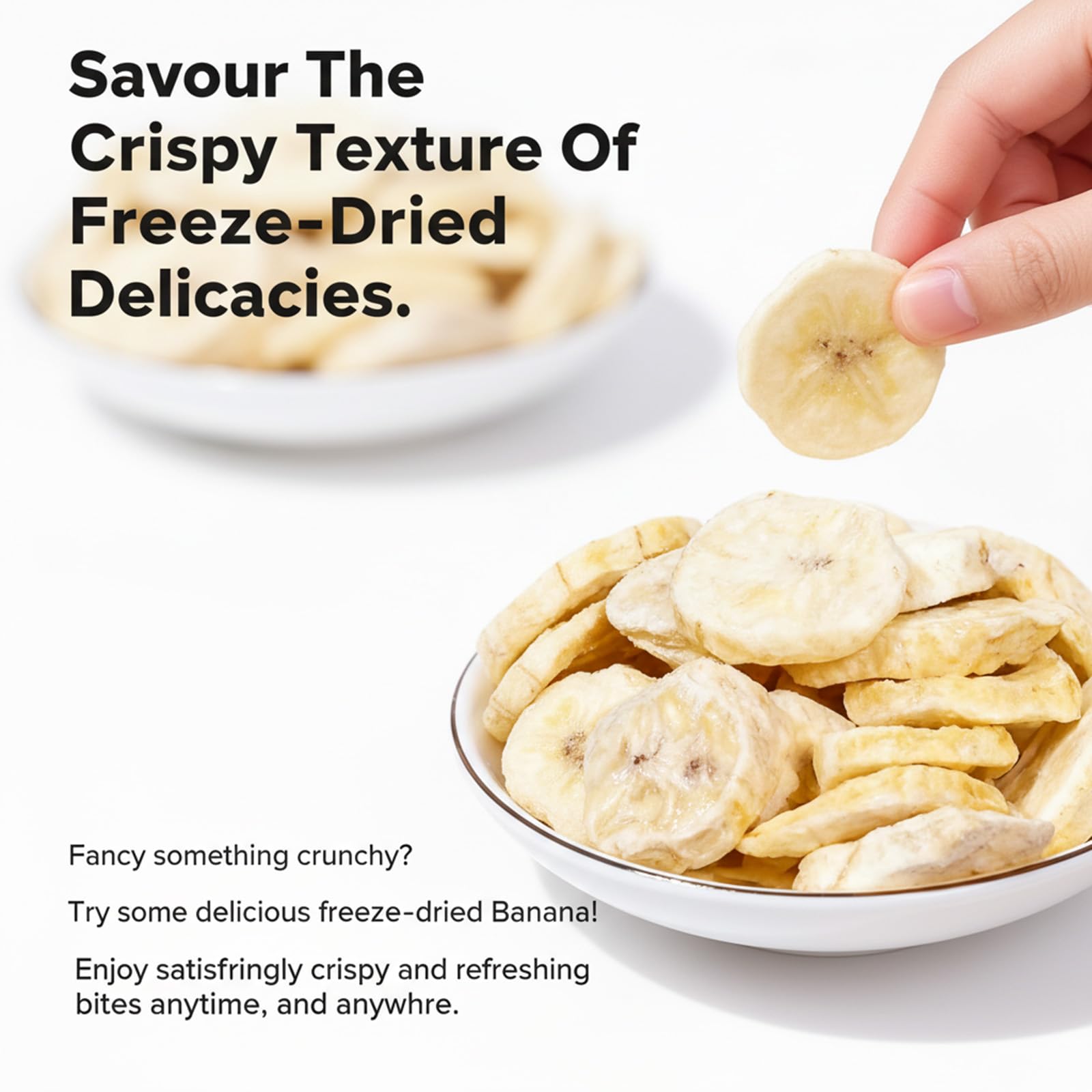 Freeze-Dried Banana Slices, 8.81 Oz | Crispy,Freeze-Dried Fruit Snack | Resealable Jar for Pantry Storage | Great for Travel, Hiking, Camping