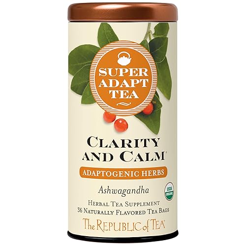 The Republic of Tea - Clarity and Calm SuperAdapt Herbal Tea, 36 Tea Bags, Organic, Caffeine Free, Ashwagandha