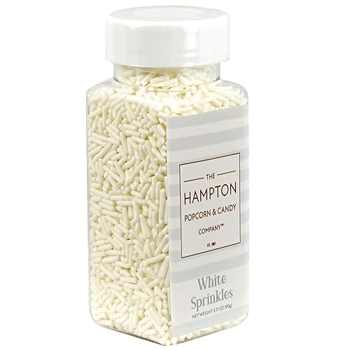 White Sprinkles Jimmies 3.17 oz, Sprinkles For Cake Decorating, Cake Sprinkles, Sprinkles For Baking, Ice Cream & More, The Hampton Candy Company