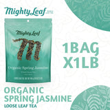 Mighty Leaf Organic Spring Jasmine Green Tea - 1 lb Bulk Loose Leaf Bag - Lightly Caffeinated Premium Whole Leaf Green Tea Naturally Scented