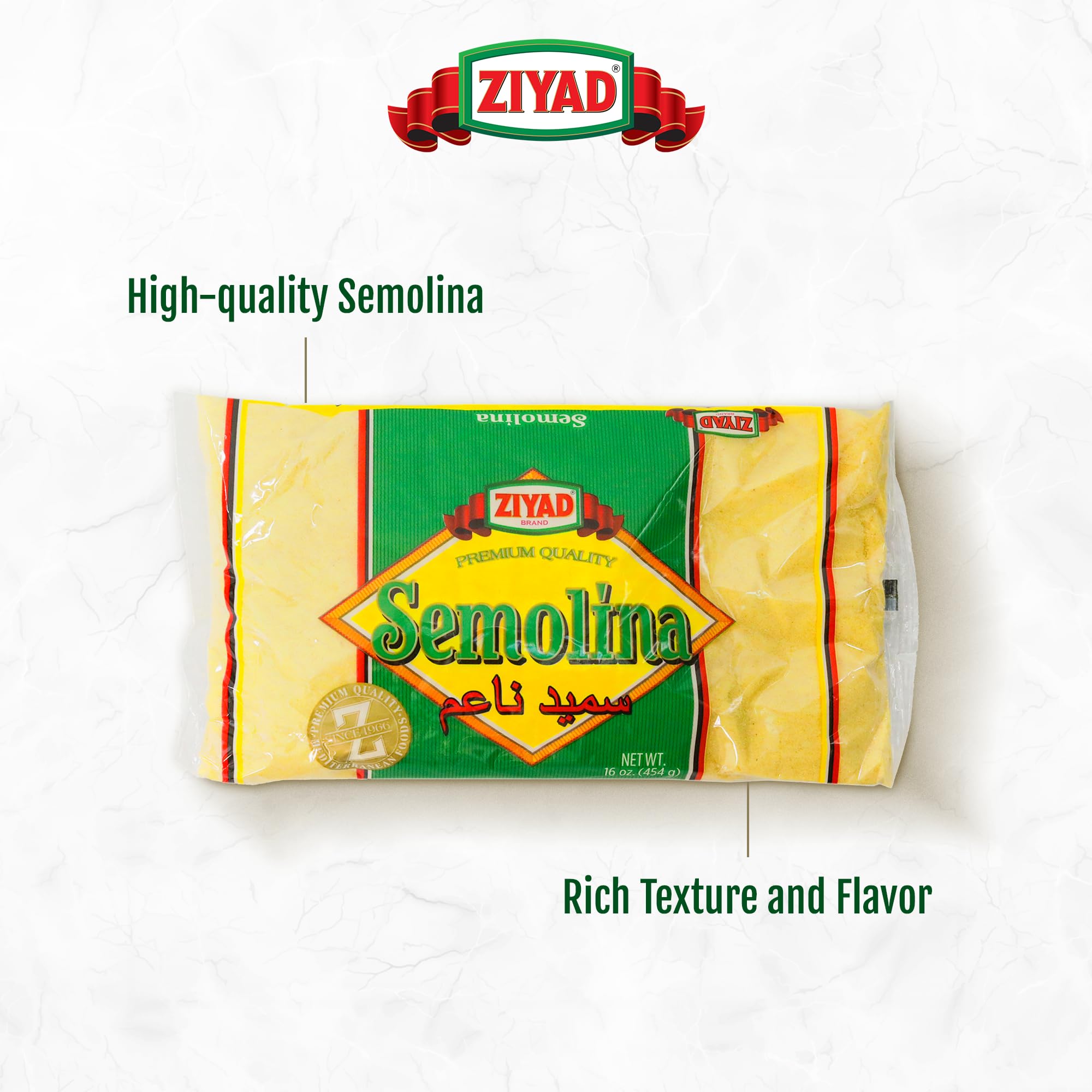 Ziyad Wheat Semolina Flour - 32oz - Versatile for Baking Bread, Pasta, Porridge & More - Ideal Cooking Flour for Multiple Recipes
