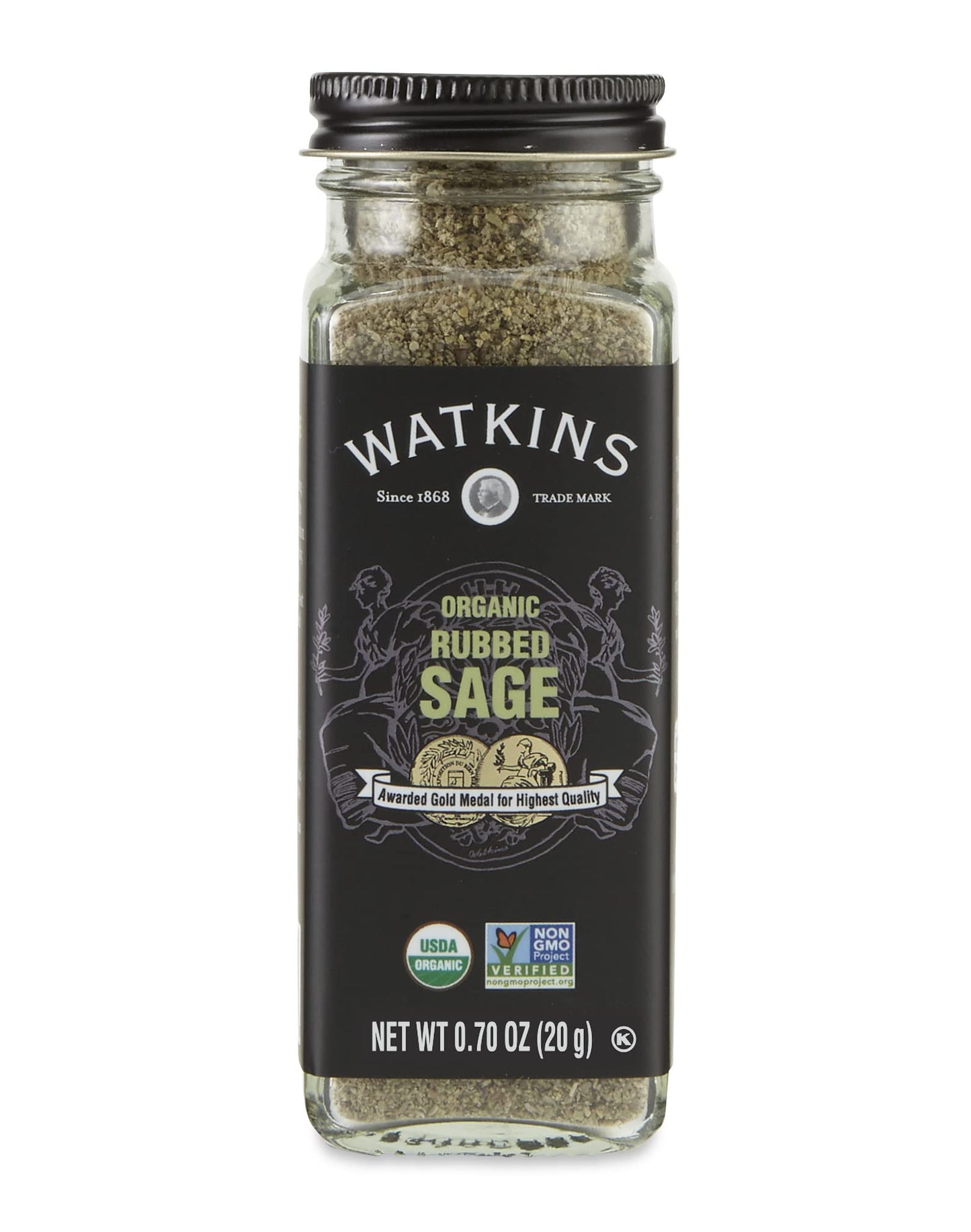 Watkins Gourmet Organic Spice Jar, Rubbed Sage, Non-GMO, Kosher, 0.7 Ounce Jar, 1-Pack