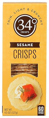 34 Degrees Crisps | Sesame Crisps | Thin, Light & Crunchy Crisps, Single Pack (4.5oz)