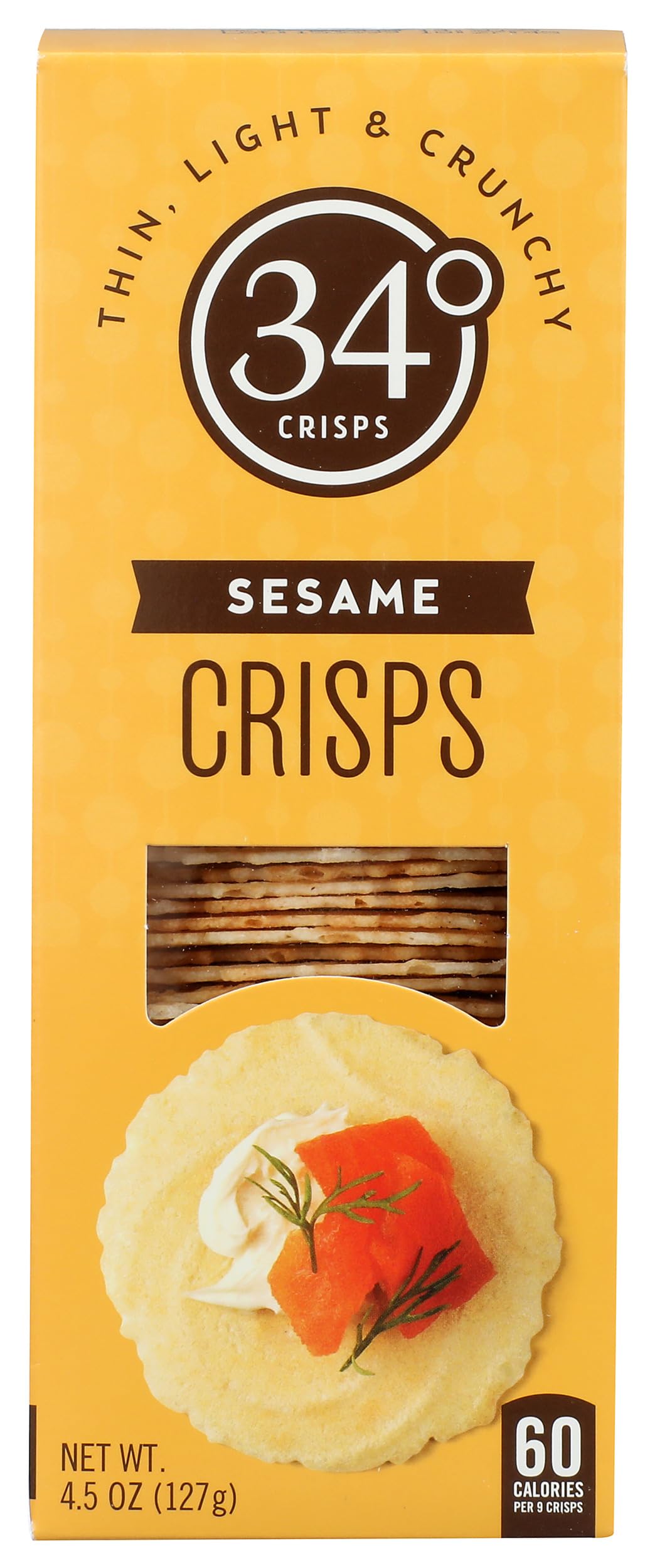 34 Degrees Crisps | Sesame Crisps | Thin, Light & Crunchy Crisps, Single Pack (4.5oz)