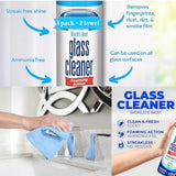 Nour Nutri Health Pack (3 bottles) Glass Cleaner Foam Action Cleaner 23 oz each, with 2 Microfiber Cleaning Cloth