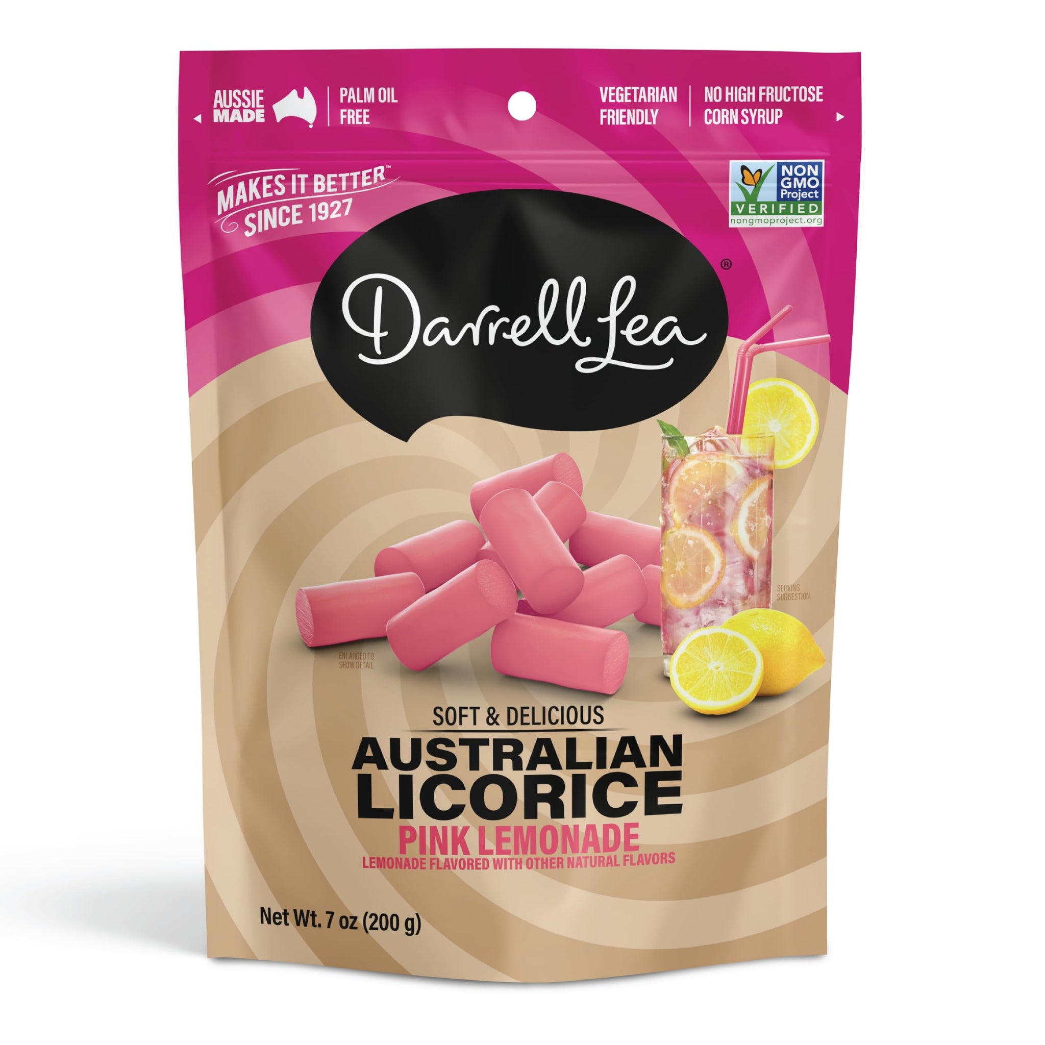 Darrell Lea Soft Australian Licorice, Non-GMO, No Palm Oil, Plant Based, No High Fructose Corn Syrup, Soft & Chewy Licorice Candy, Made in Australia