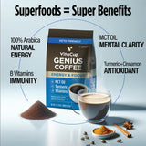 VitaCup Genius Ground Keto Coffee w/Turmeric, MCT Oil, B Vitamins, D3, Ground Coffee Medium Dark Roast, Bold & Smooth, 100% Arabica Coffee Grounds, 11