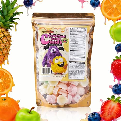 GummyGlow 12oz Upgraded Wax Candy Bulk Pack, Retro Chewy Sweets with 5 Assorted Flavors (55-65 Pieces), Nostalgic Treats for Old School Lovers
