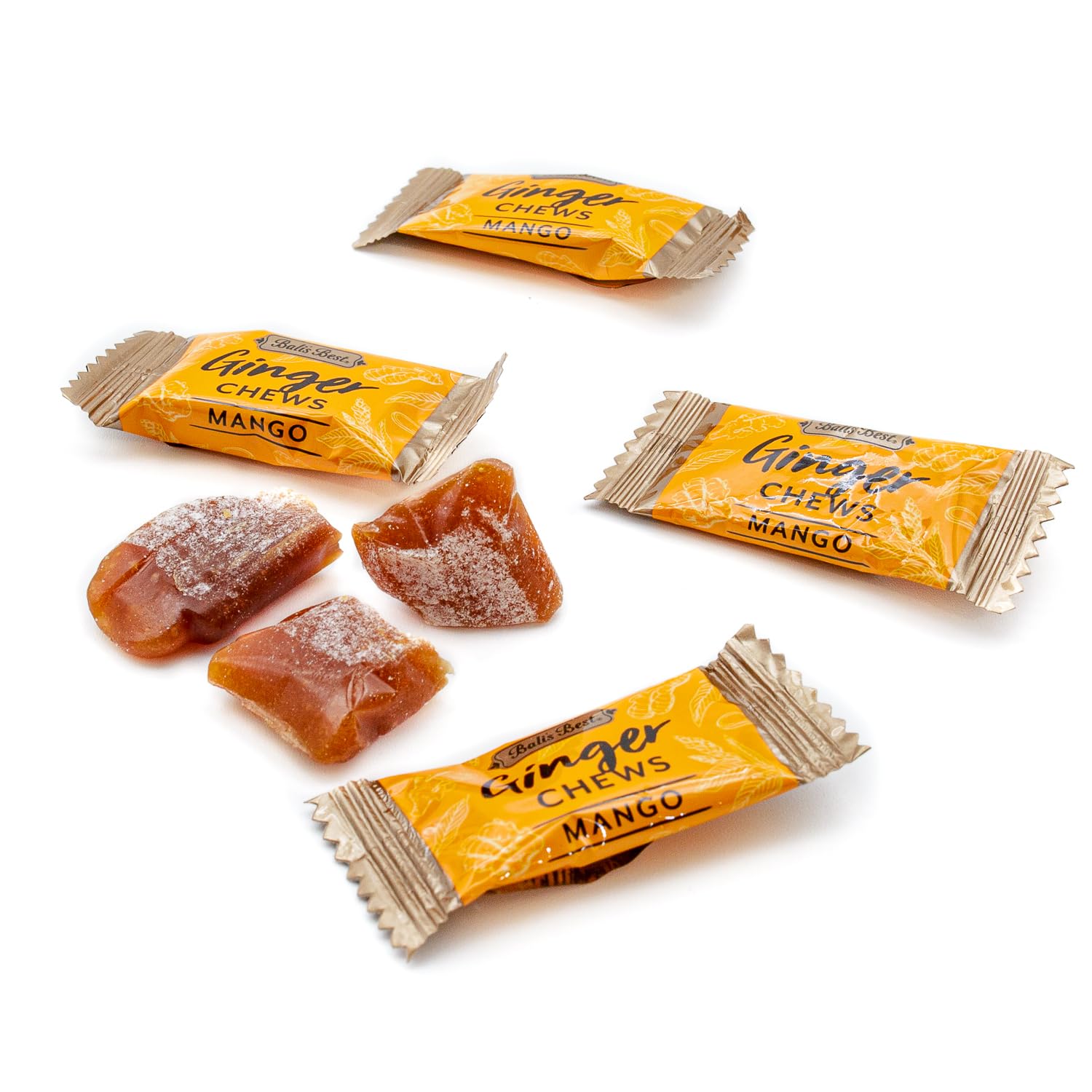 Ginger Candy Chews for Nausea Relief 1 lb - Natural Mango Flavored, 100% Real Ginger, Individually Wrapped, Bulk