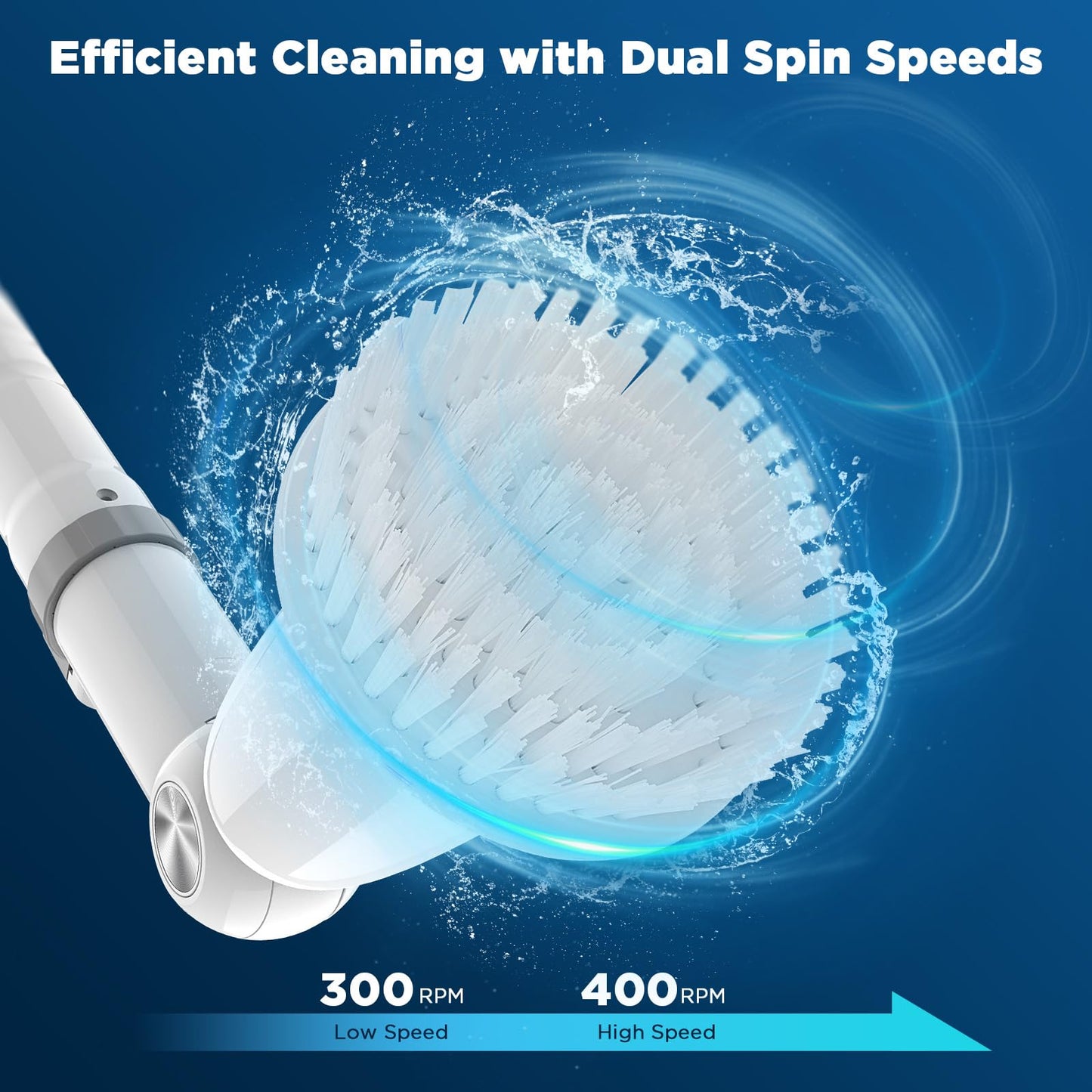 Electric Spin Scrubber, 2024 Upgraded Bathroom Cleaner, Power Shower Cleaning Brush with Extendable Handle & 4 Brush Heads, Dual Speed & USB-C