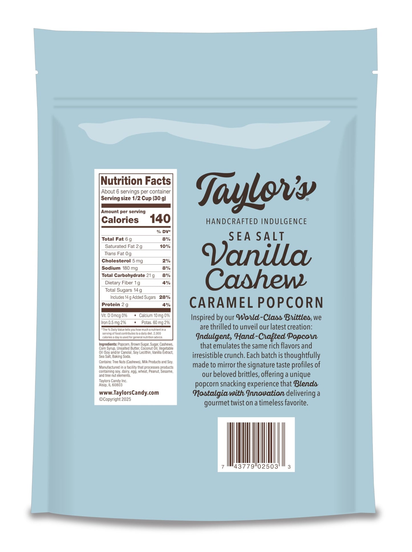 Sea Salt Vanilla Cashew Caramel Corn 3/ 6oz