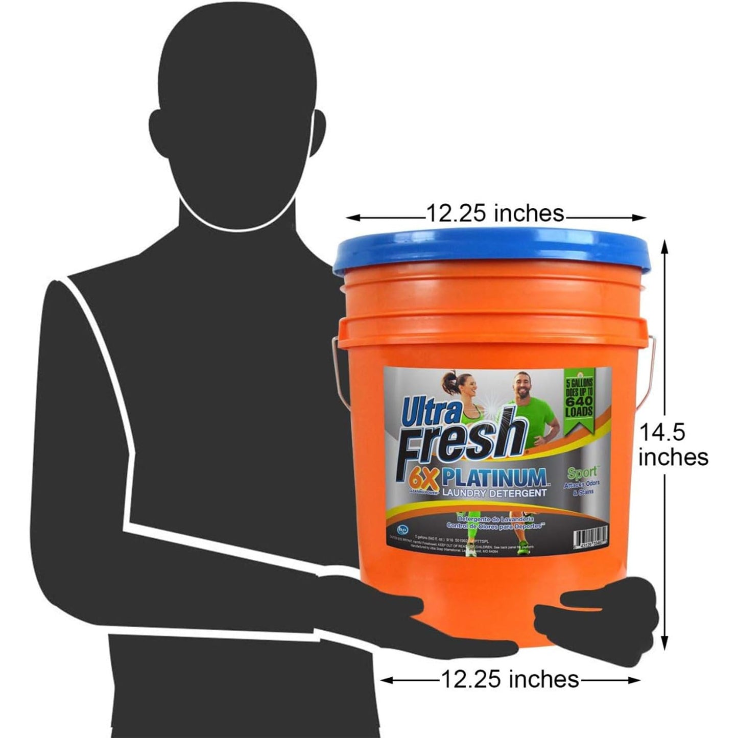 Ultra Fresh Platinum Sport 5 Gallon 6X Laundry Detergent Suitable for All Machine Type and Up to 640 Laundry Loads with Pump (2 Pack)