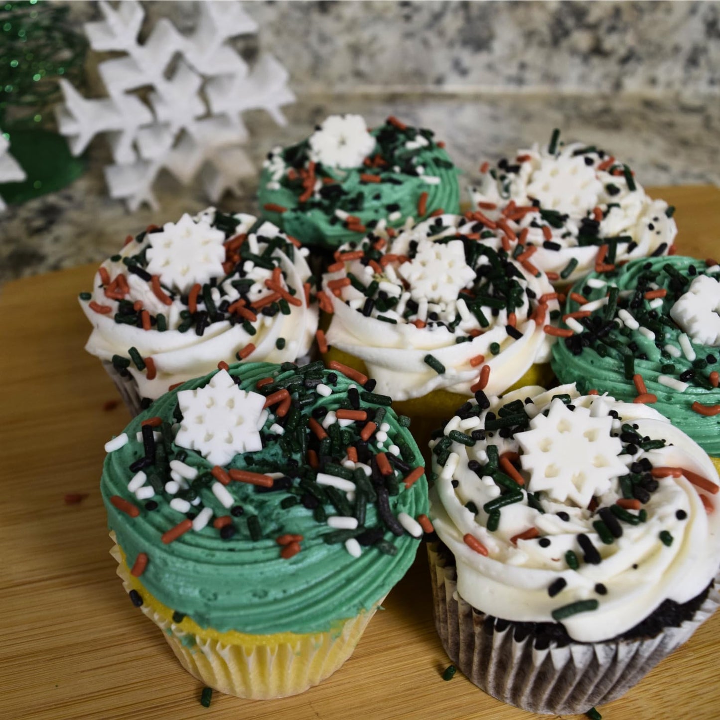 Christmas Holidays Edible Cake Decorations - Candy or Cupcake Topper - 15 Count Snowflake Assortment