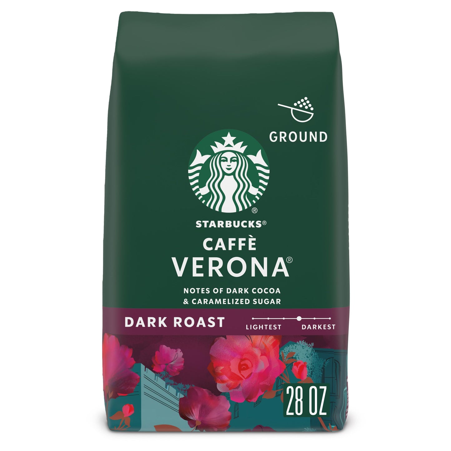Starbucks Ground Coffee, Dark Roast Hot or Iced Coffee, Caffè Verona, 28 oz