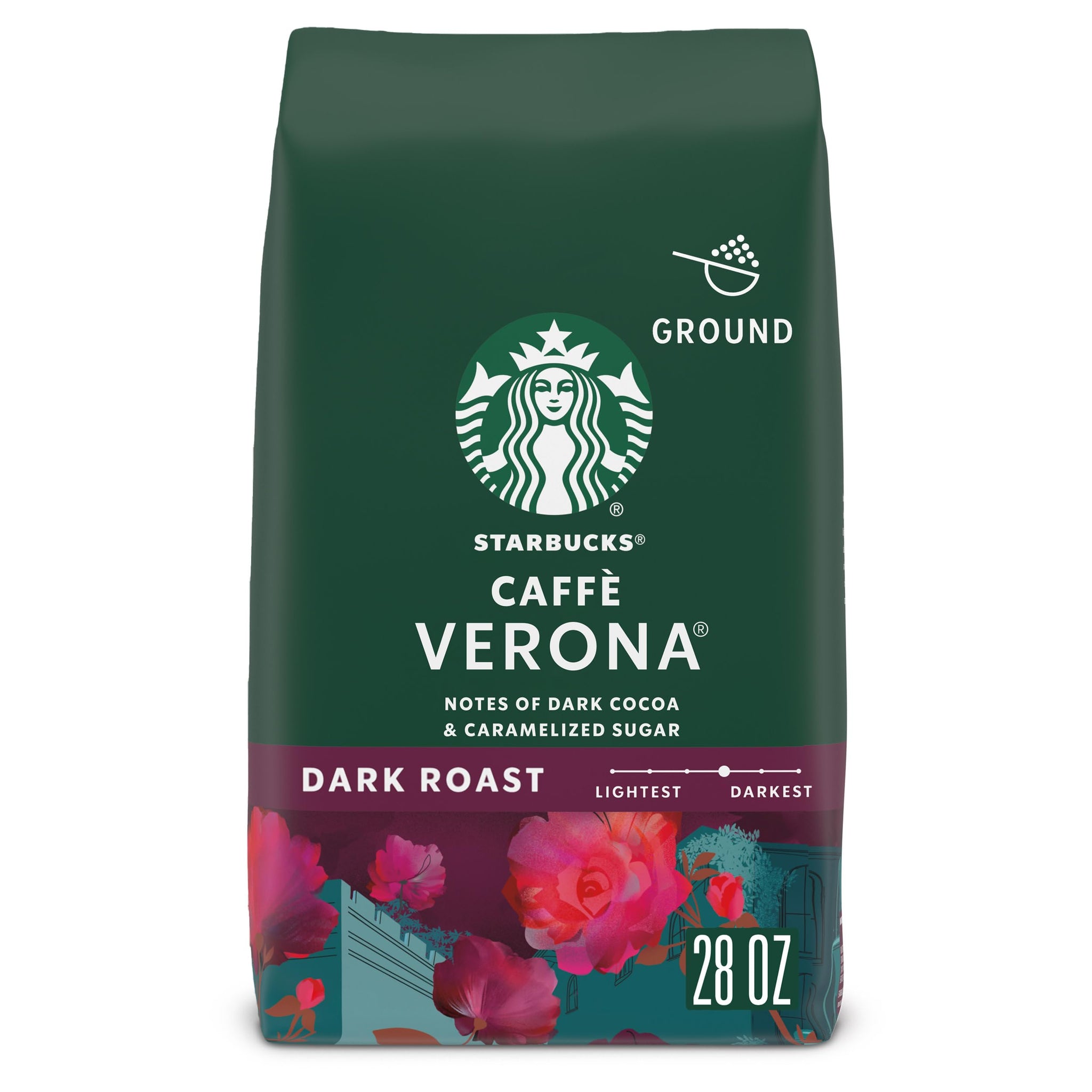 Starbucks Ground Coffee, Dark Roast Hot or Iced Coffee, Caffè Verona, 28 oz