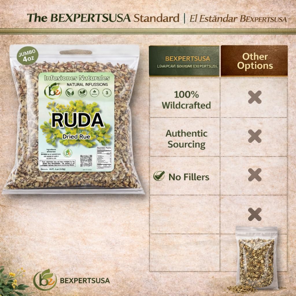 Ruda Seca Herbal Tea (4 oz) - 100% Natural Rue Dried Herbs (Ruta graveolens) - Traditional Botanical Infusion - Wildcrafted Loose Leaf