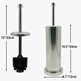 Indecor Home Silver Chrome Toilet Bowl Brush with Holder with Removable Plastic Liner, Durable Bathroom Cleaning Tool, Bathroom Cleaner Brush