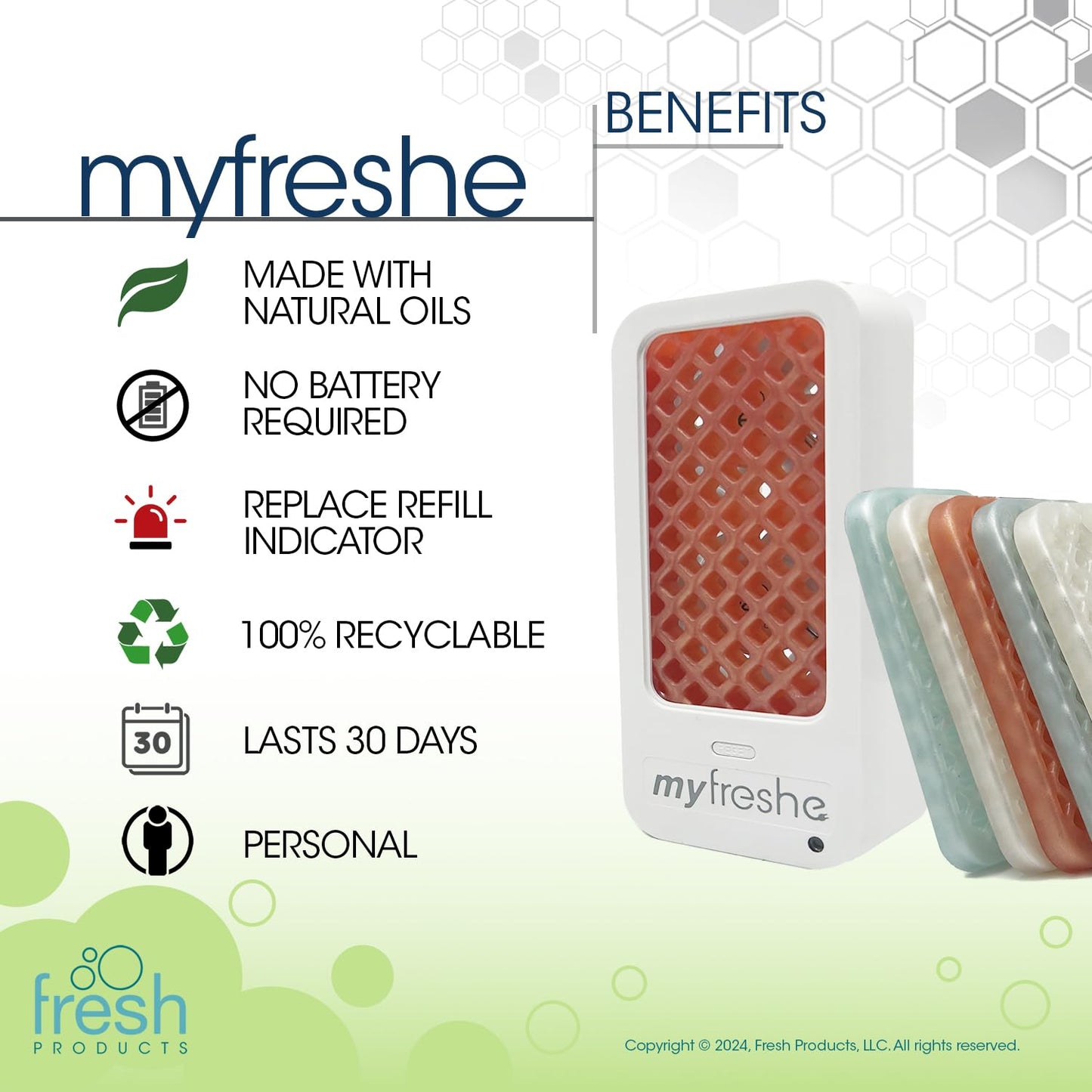 Fresh Products myfreshe Plug in Air Freshener Worry free No Heat No Glass Dry Fragrance Refills For Small Spaces Made in the USA Coconut Vanilla 2