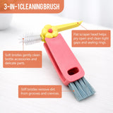 Gmlawsc 5 pc 3-in-1 Cup Lid Crevice Cleaning Brush Kit, Multi-Purpose Bottle Cleaner with Rotating Head, Kitchen Gap Cleaning Tools (Blue+Red+Green)