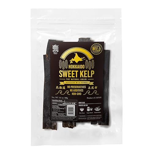 Hokkaido Sweet Kelp, Natural Umami, Wild Kombu from Hokkaido | No preservatives, No additives, Non-GMO | Japanese Dried Seaweed | 3.5oz (100g) by SUI