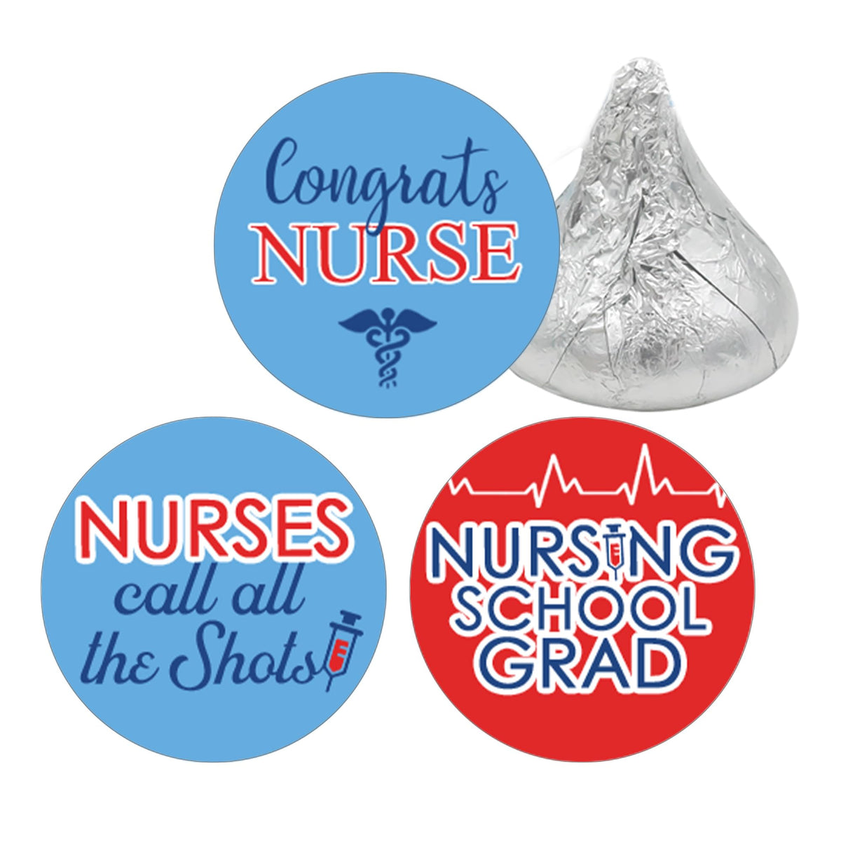 Nursing School Graduation Candy Stickers, Nurses Call The Shots, 180 Count