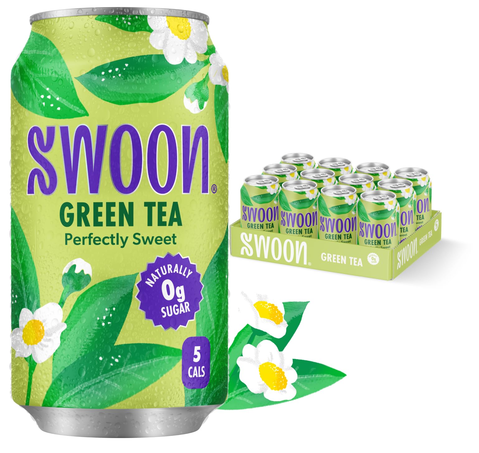 Swoon Perfectly Sweet Green Tea | Zero Sugar, Lightly Caffeinated & Refreshing | Keto, Paleo, Vegan, Non-GMO & Gluten-Free | Naturally Sweetened