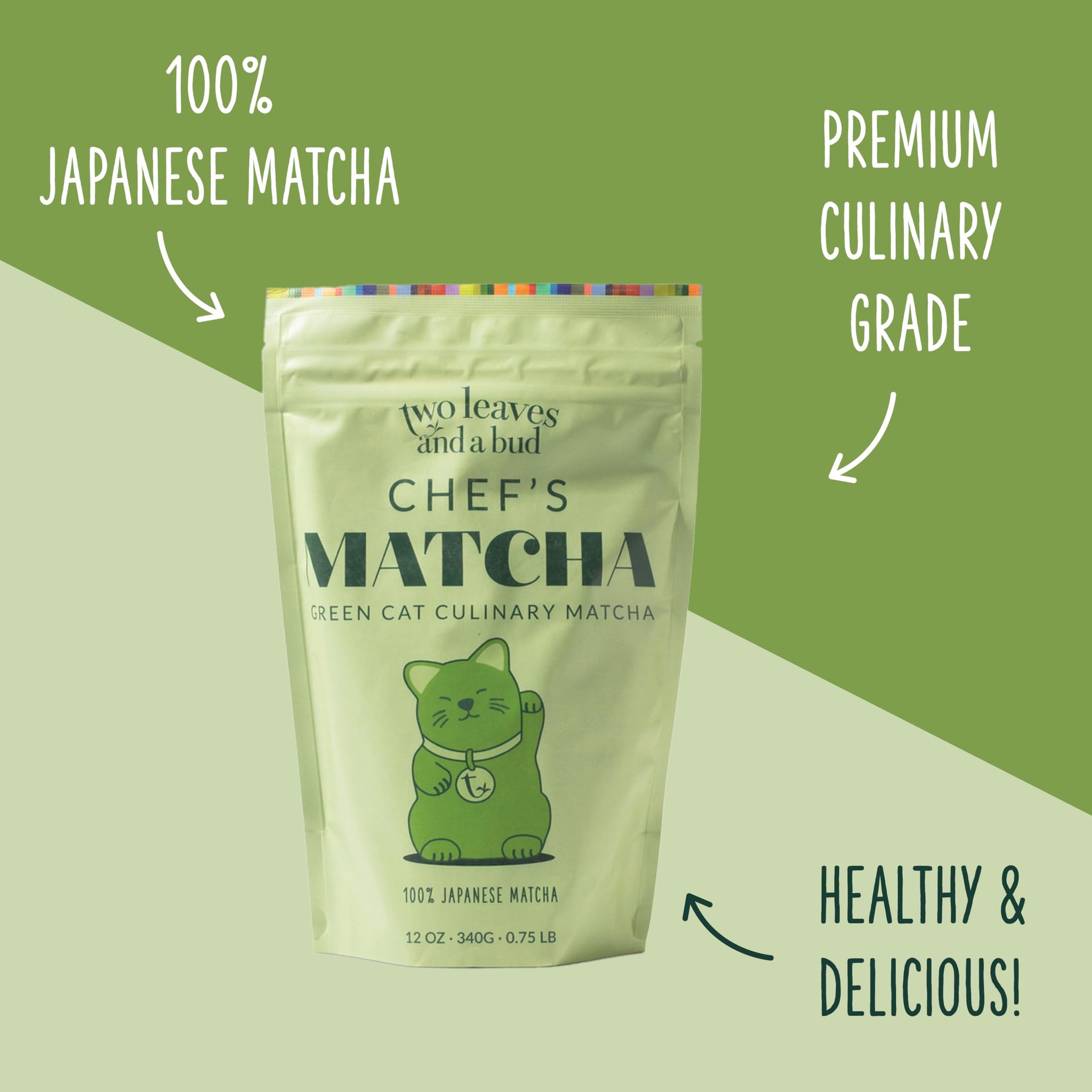 Two Leaves and a Bud Chef's Matcha Green Tea, 100% Japanese Culinary Matcha Powder, 1 Resealable Bag, 57g (2 oz)