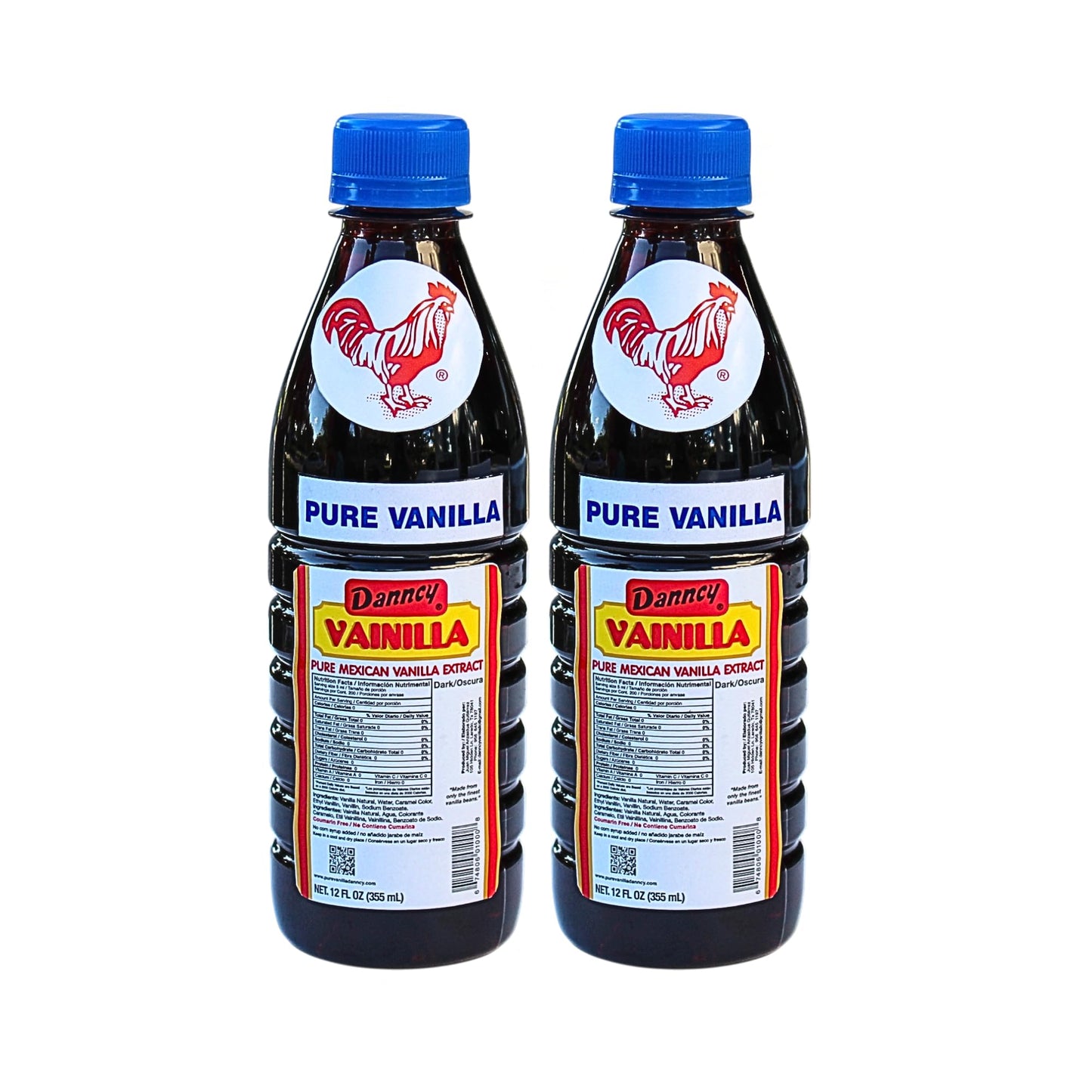 Danncy Vanilla Dark 12 fl oz (355 mL) 2 Pack - Authentic Mexican Vanilla Flavor