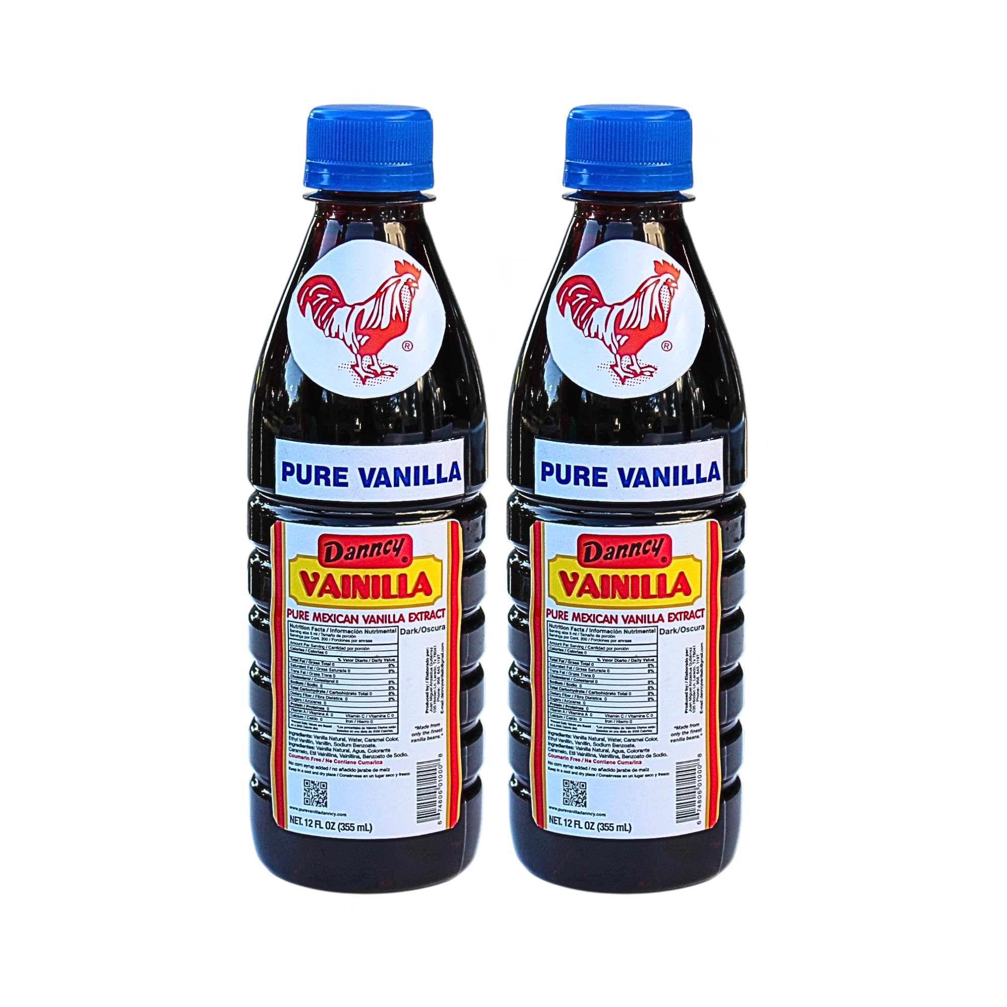 Danncy Vanilla Dark 12 fl oz (355 mL) 2 Pack - Authentic Mexican Vanilla Flavor