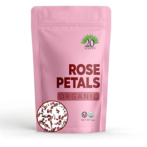 Dried Rose Petals - 100% Certified Organic - Herbs - Red Rose Petals for Loose Leaf Tea, Cocktails and Cakes - 4oz Resealable Bag - 1 Pack