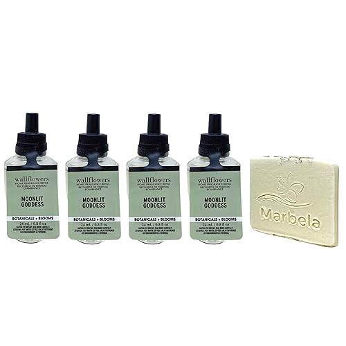Bath & Body Works Moonlit Goddess 4 Wallflowers Home Fragrance Refill Bulbs with Natural Oats Soap Sample