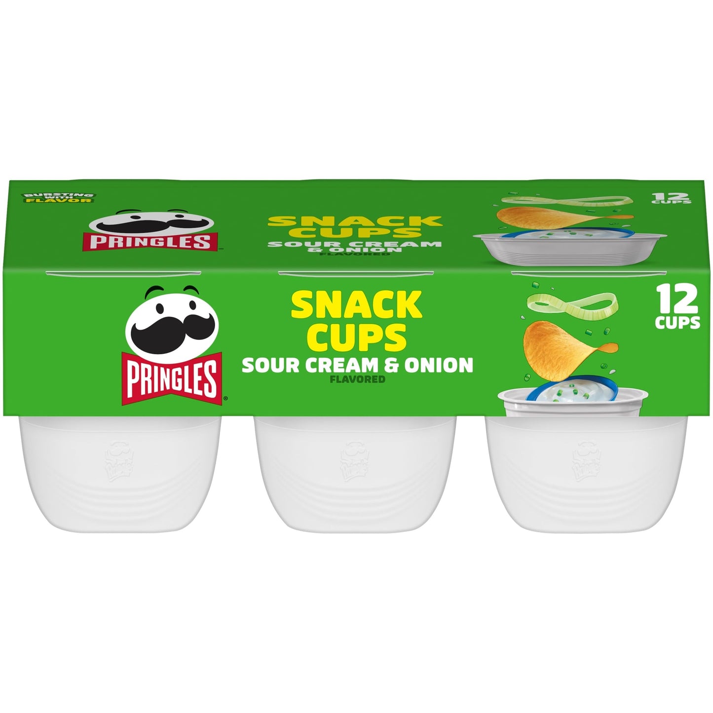 Pringles, Potato Crisps Chips, Sour Cream and Onion, Lunch Food, Snack Stacks, 8.8oz Tray (12 Count)