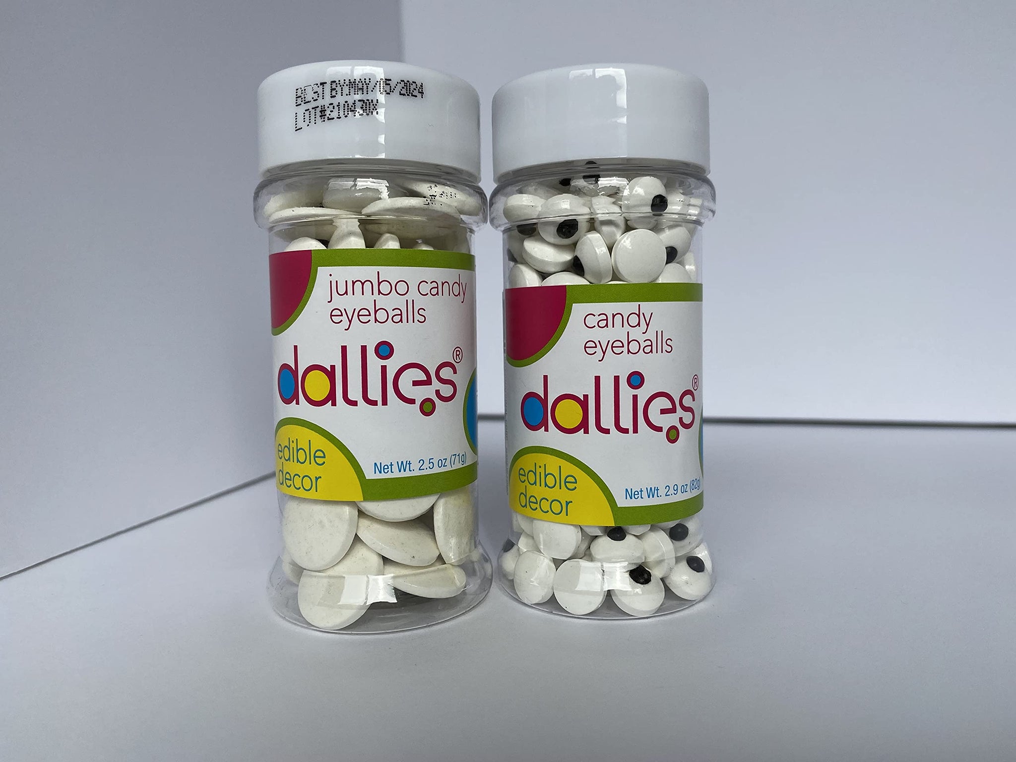 Dallies 2.9oz Candy Eyeballs and 2.5oz Jumbo Candy Eyeballs Decorating 2pc Set