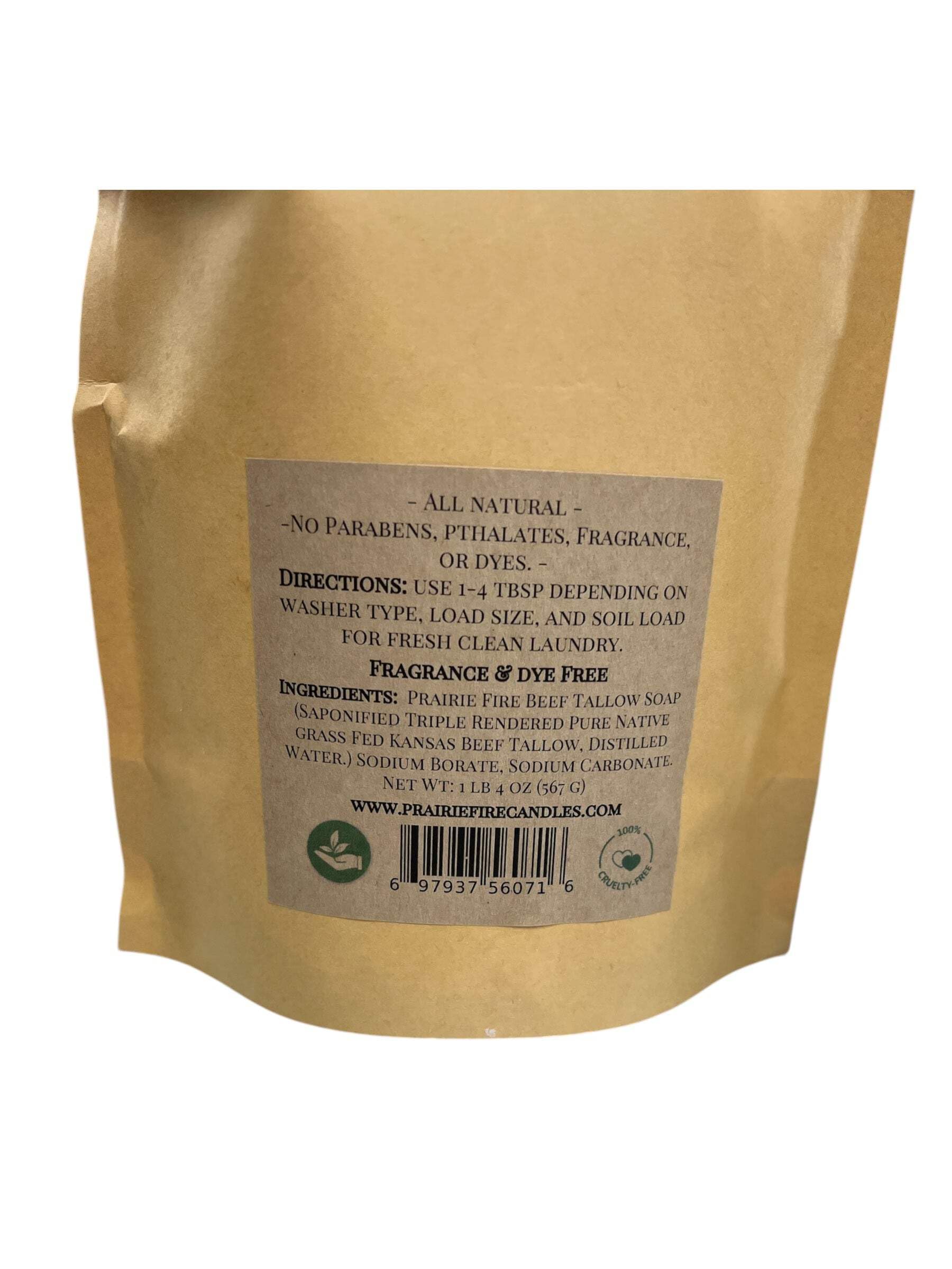 Beef Tallow Organic Laundry Detergent Soap Powder - Fragrance and Dye Free for Sensitive Skin Fragrance Free 2lb 8 oz