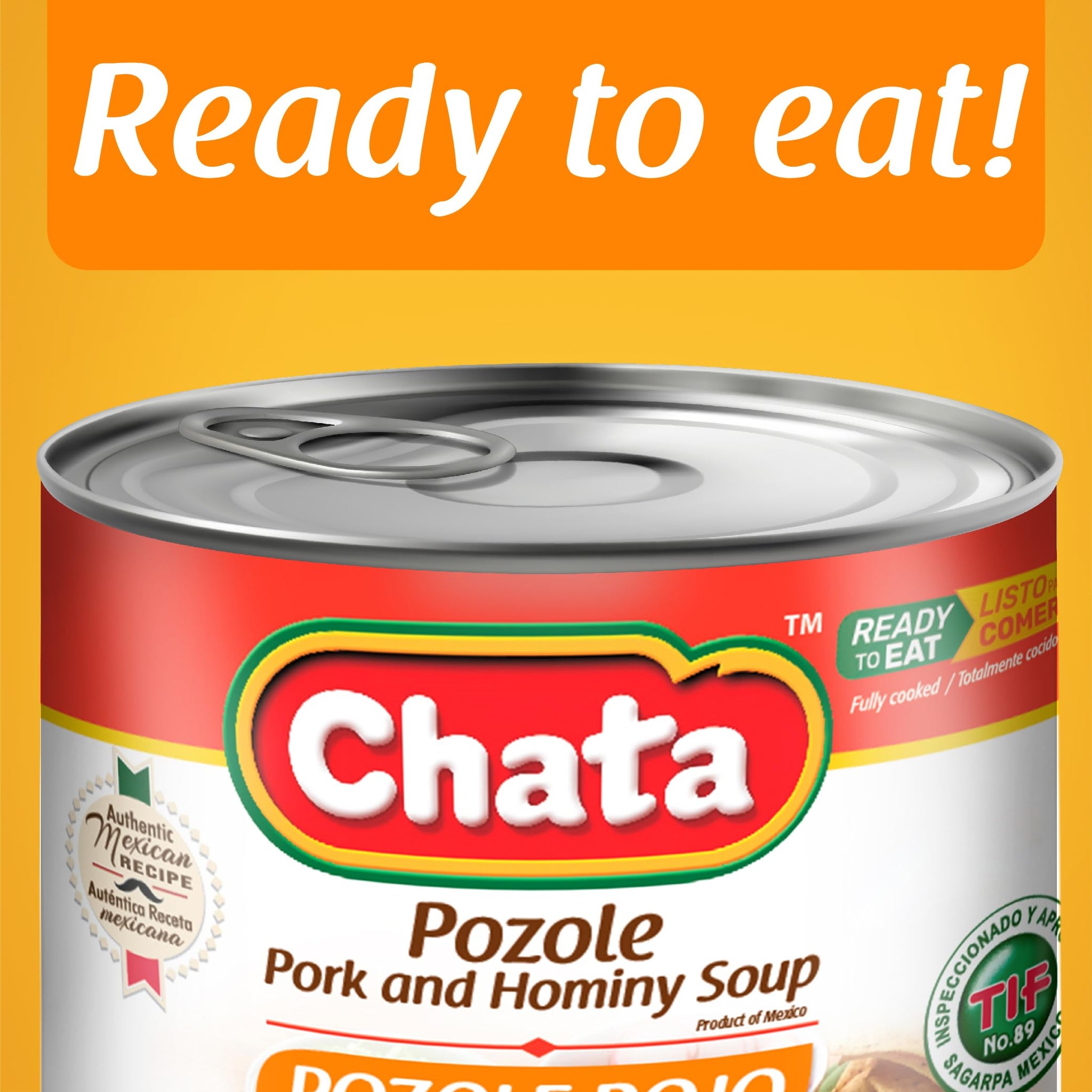 Chata Mexican Pozole Soup with Pork and Hominy Corn, Ready to Heat & Serve, 25 oz (Pack of 3)
