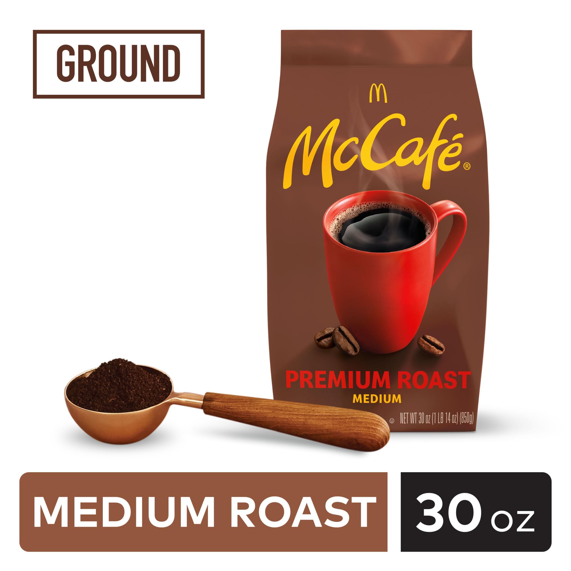 McCafe Premium Roast, Ground Coffee, Medium Roast, Premium Quality, Responsibly Sourced, Kosher Certified, 30oz. Bag