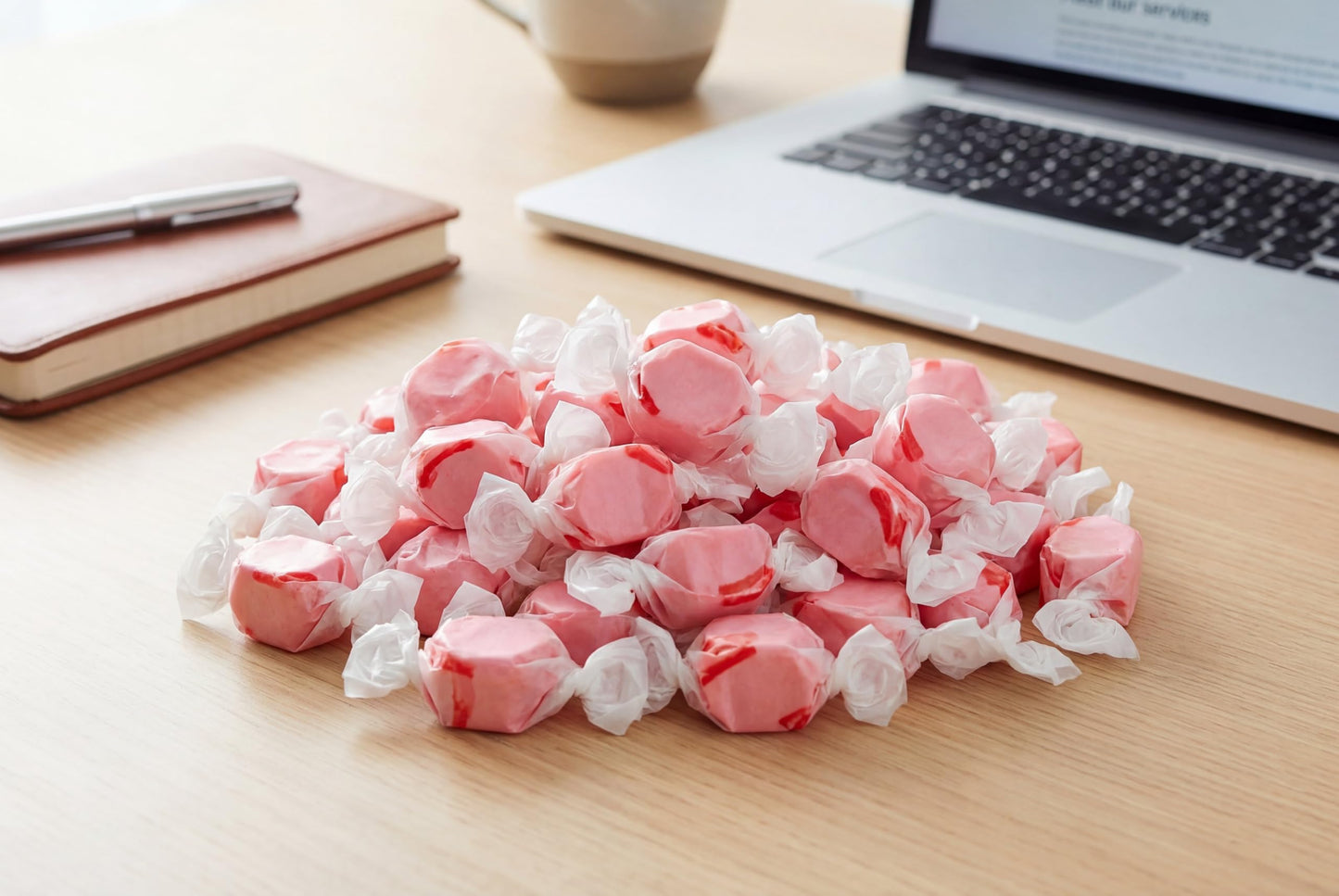 Cinnamon Salt Water Taffy 1.5 lbs, Soft Chewy Candy, Sweet & Spicy Flavor, Individually Wrapped Bulk Classic Old Fashioned Treat